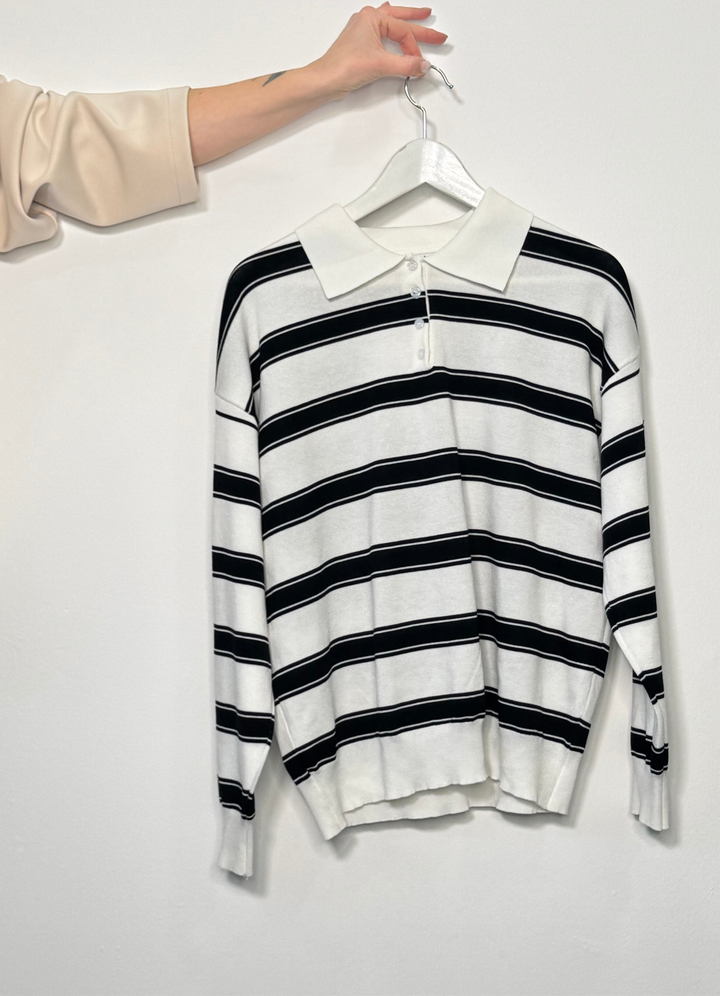 Maglia polo maniche lunghe a righe Ane