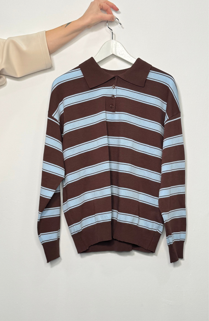 Maglia polo maniche lunghe a righe Ane