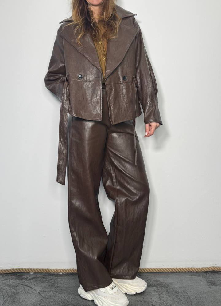 Giacca trench simil pelle Mae