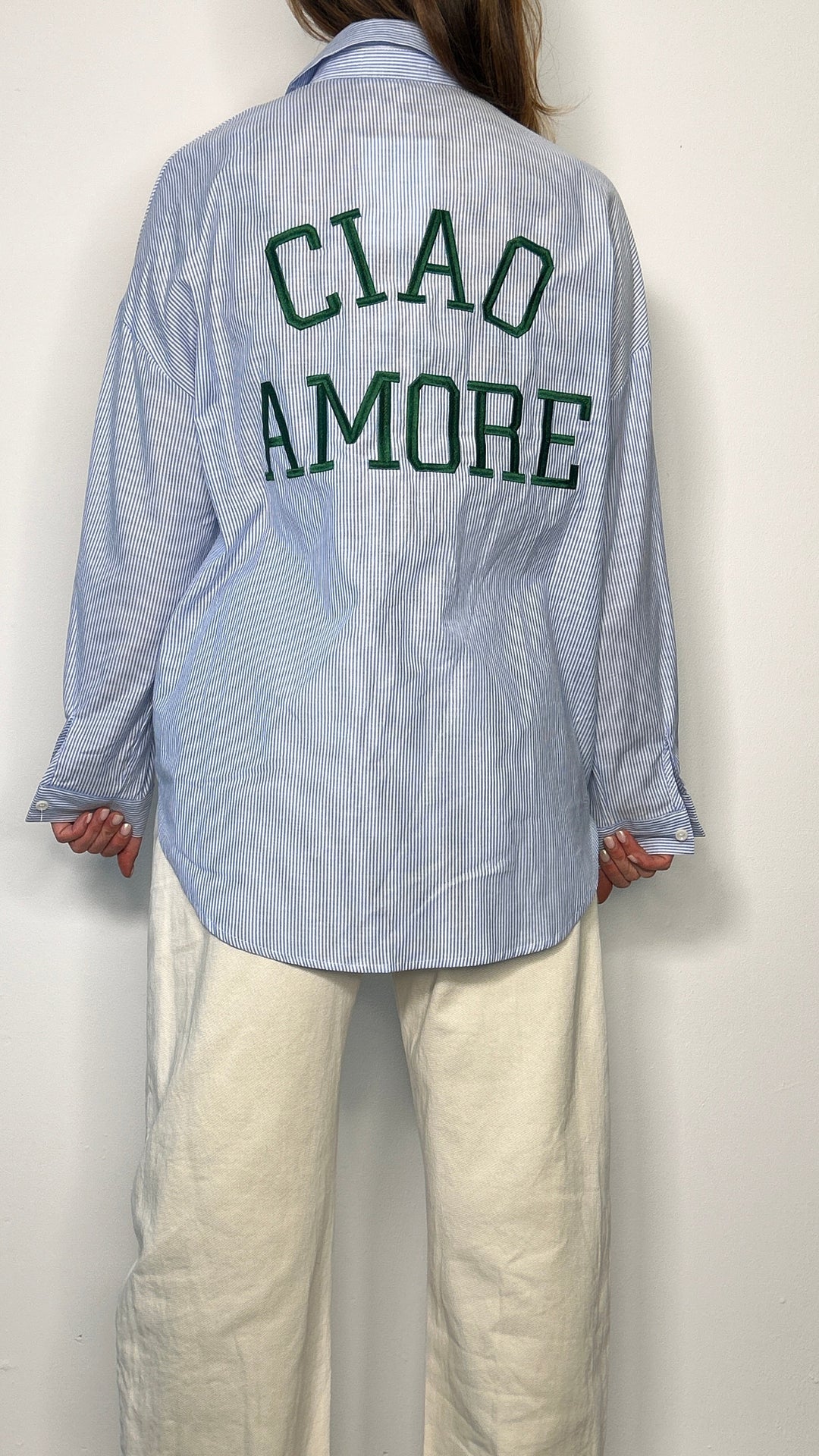 Camicia over con ricamo "Ciao Amore" Pia