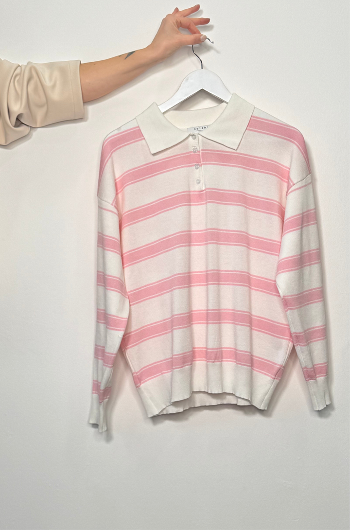 Maglia polo maniche lunghe a righe Ane