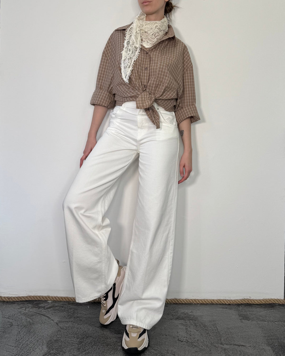 Camicia a quadretti con foulard Nadia