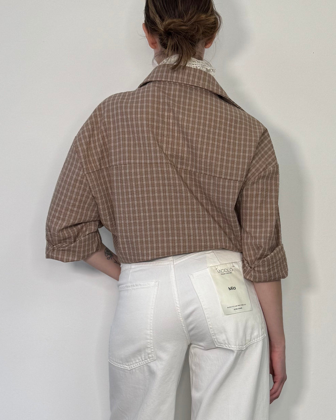 Camicia a quadretti con foulard Nadia
