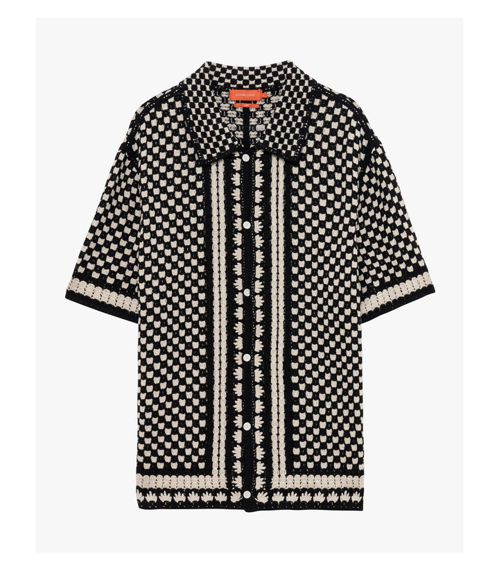 Camicia in maglia con motivo a contrasto