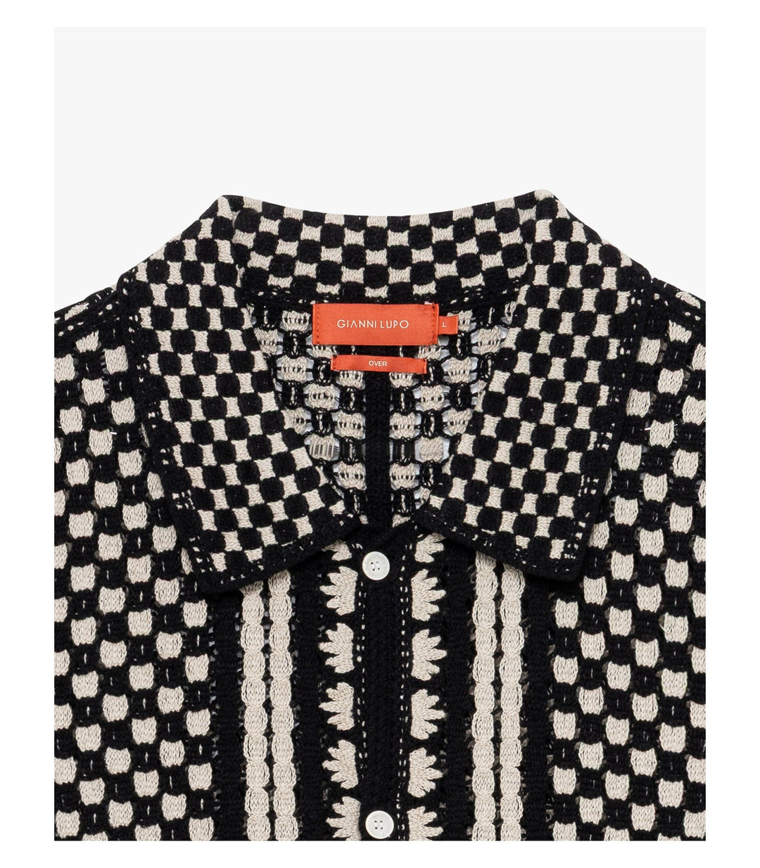 Camicia in maglia con motivo a contrasto